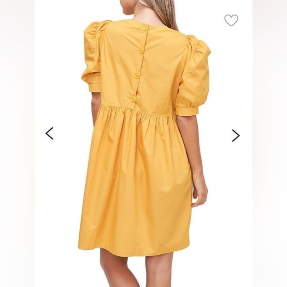 En Saison Puffed-Sleeve Yellow Empire Dress - Picture 3 of 15